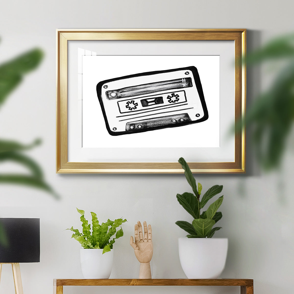 Cassette Sketch Premium Framed Print - Ready to Hang