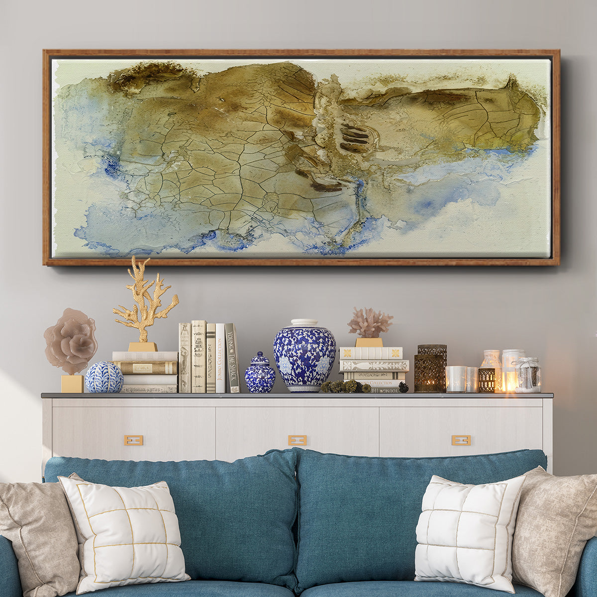 Golden Fissure I  - Floater Framed Canvas Print