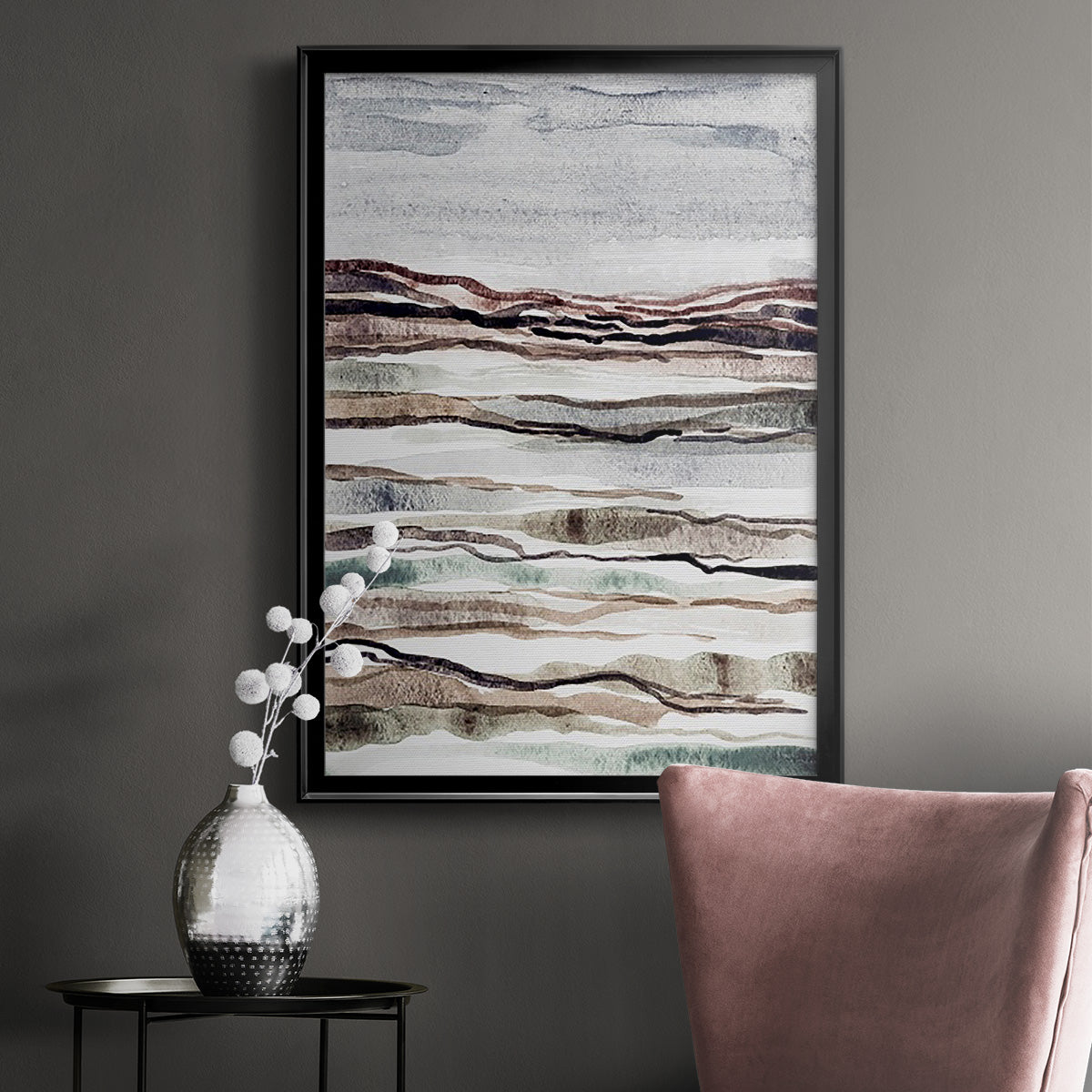 Muted Earth Layers I - Modern Framed Canvas Print