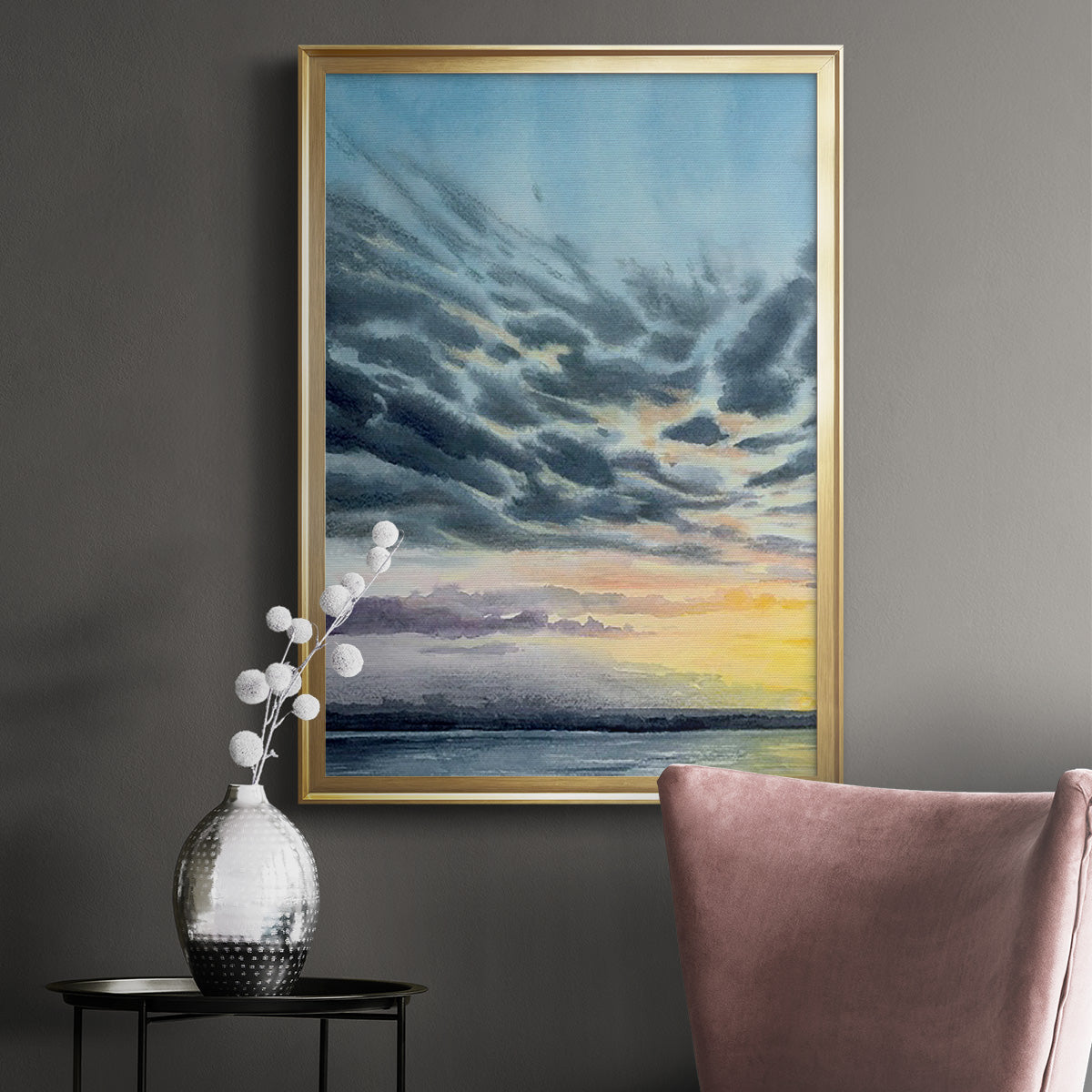 Anastasia Island Sunset I - Modern Framed Canvas Print