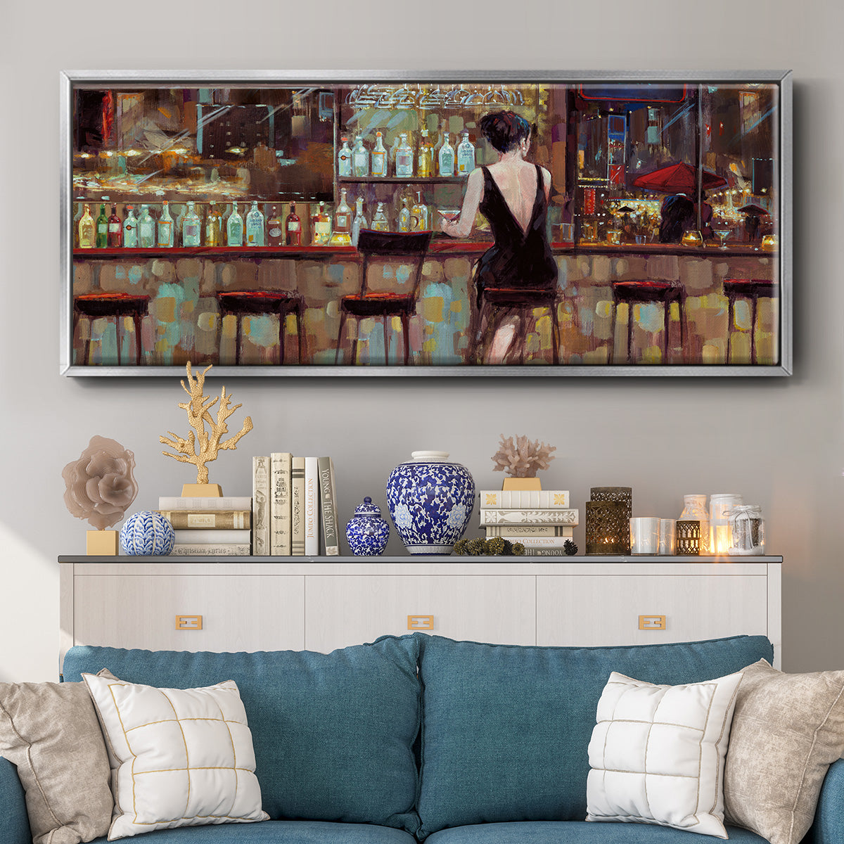 Elegant in Black - Floater Framed Canvas Print