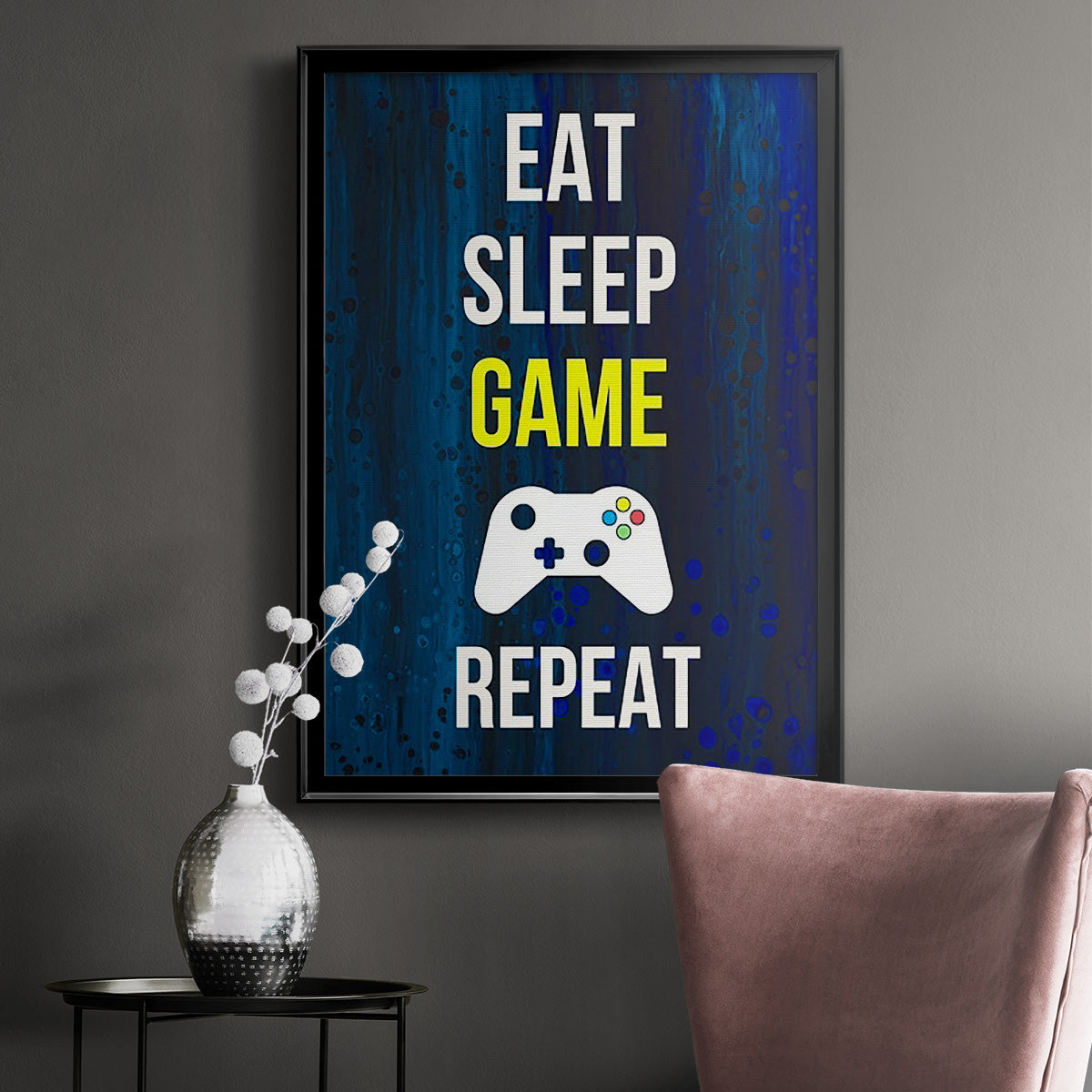Gamer at Play V - Modern Framed Canvas Print