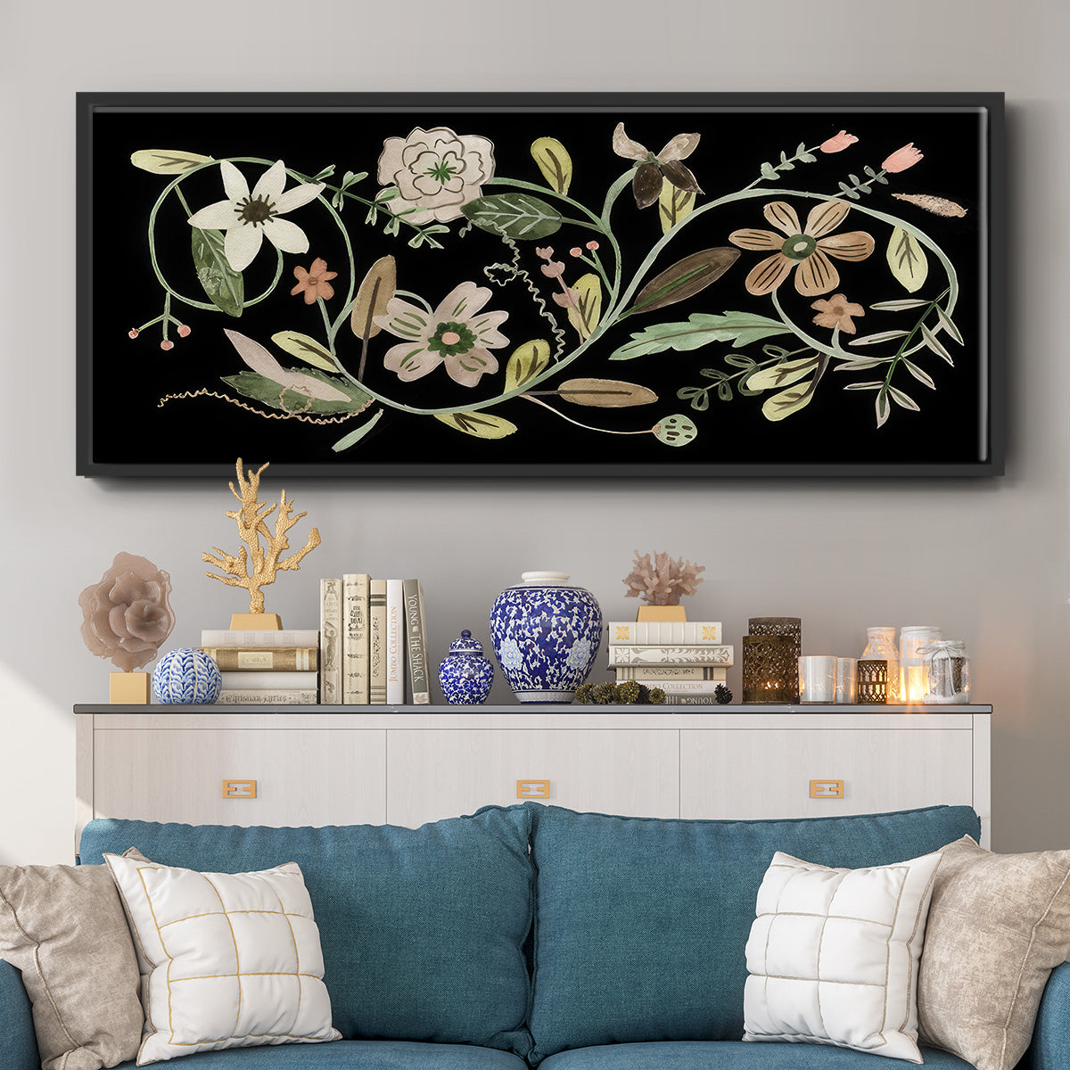 Pressed Flowers II - Floater Framed Canvas Print