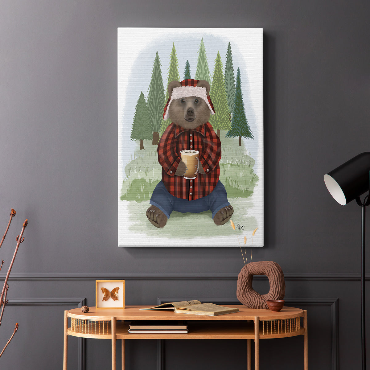 Lumberjack Bear Latte - Canvas Art Print