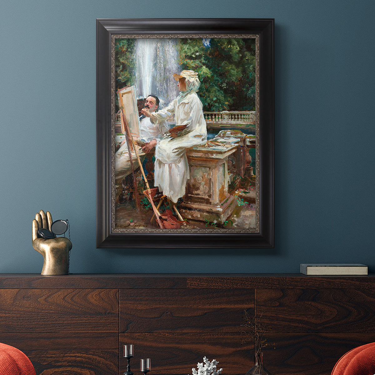 The Fountain Villa Torlonia, Frascati, Italy - Ornate Framed Canvas Print