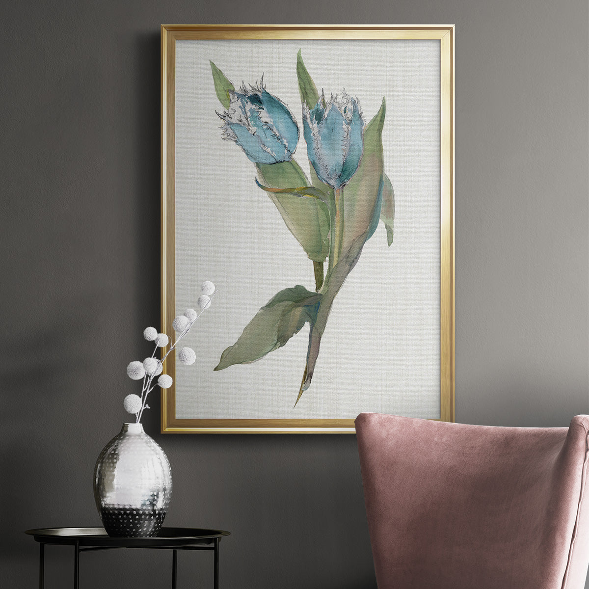 Blue Tulip Picks II - Modern Framed Canvas Print