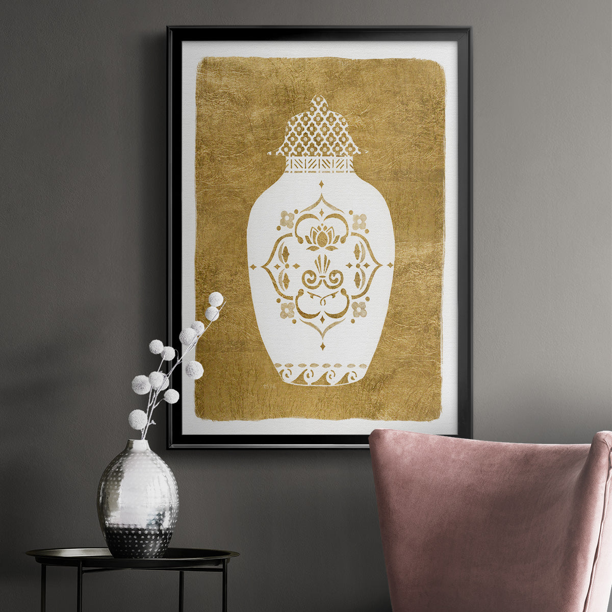 Golden Urn I - Modern Framed Canvas Print