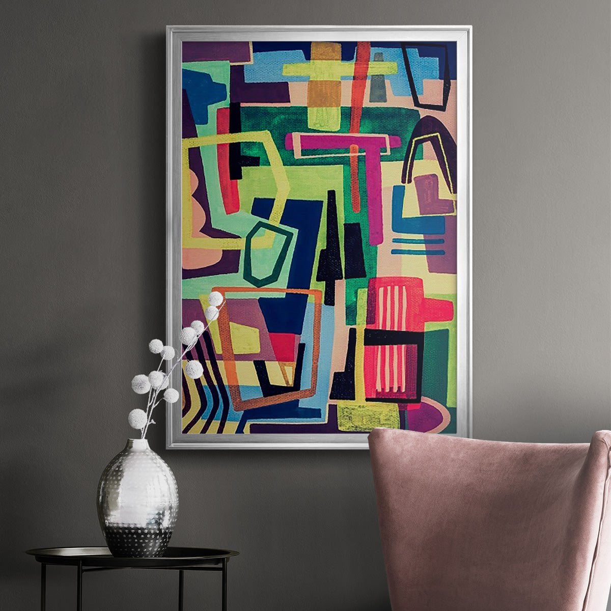 Connected Colors I - Modern Framed Canvas Print