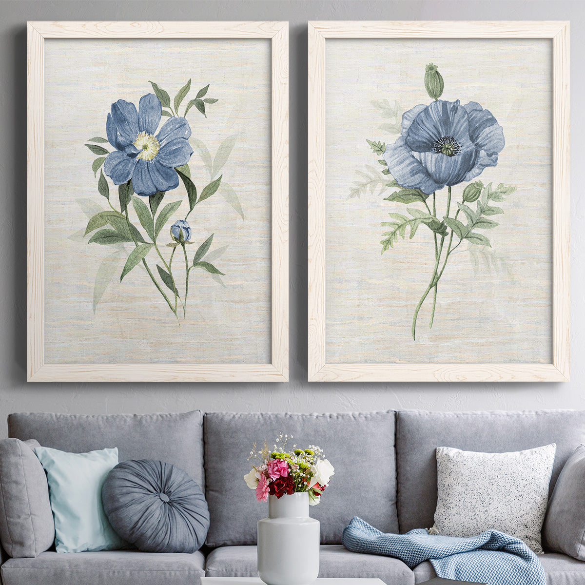 Farmhouse Periwinkle III - Premium Framed Canvas 2 Piece Set - Ready to Hang