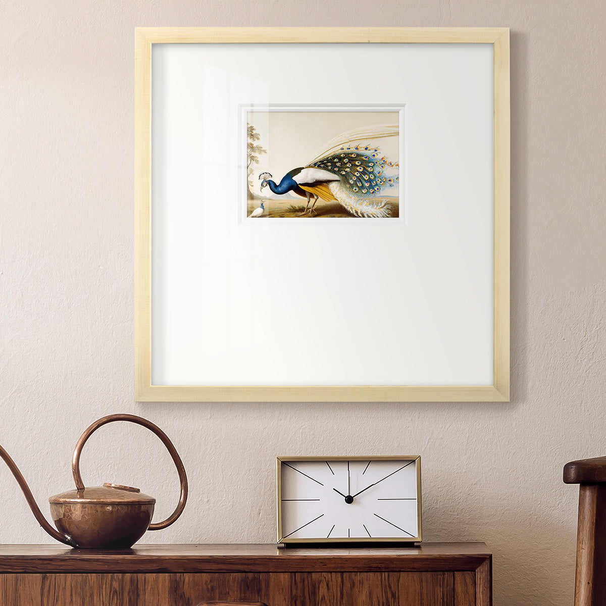 Golden Peacock Premium Framed Print Double Matboard