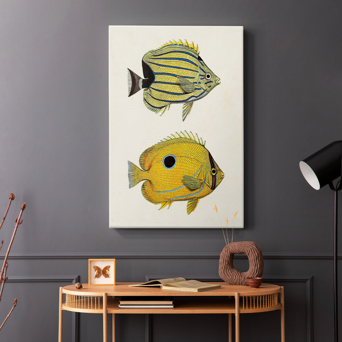 Yellow & Grey Fish III - Canvas Art Print