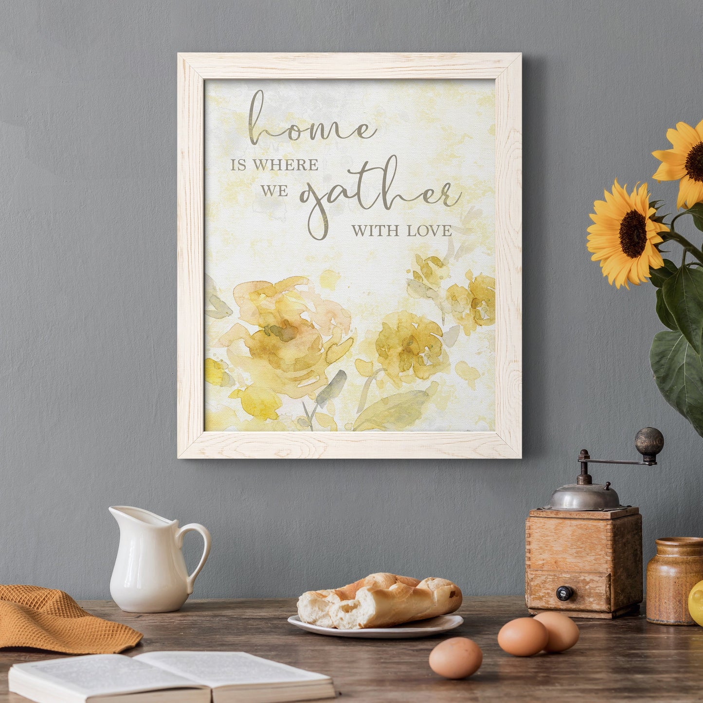 Gather with Love - Premium Canvas Framed in Barnwood - Ready to Hang