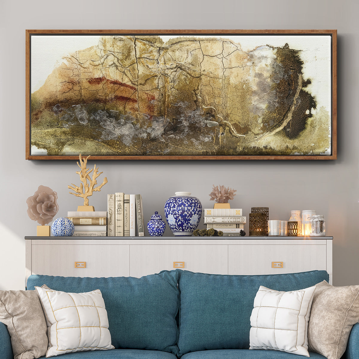 Gold on the Rise I  - Floater Framed Canvas Print