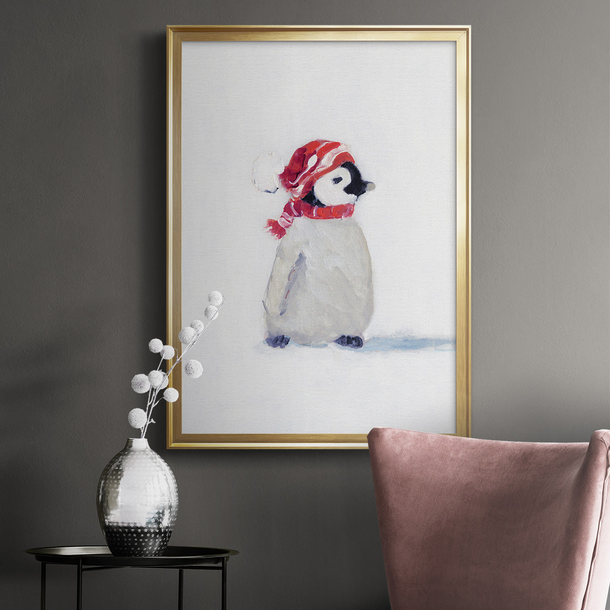 Penguin Play I - Modern Framed Canvas Print