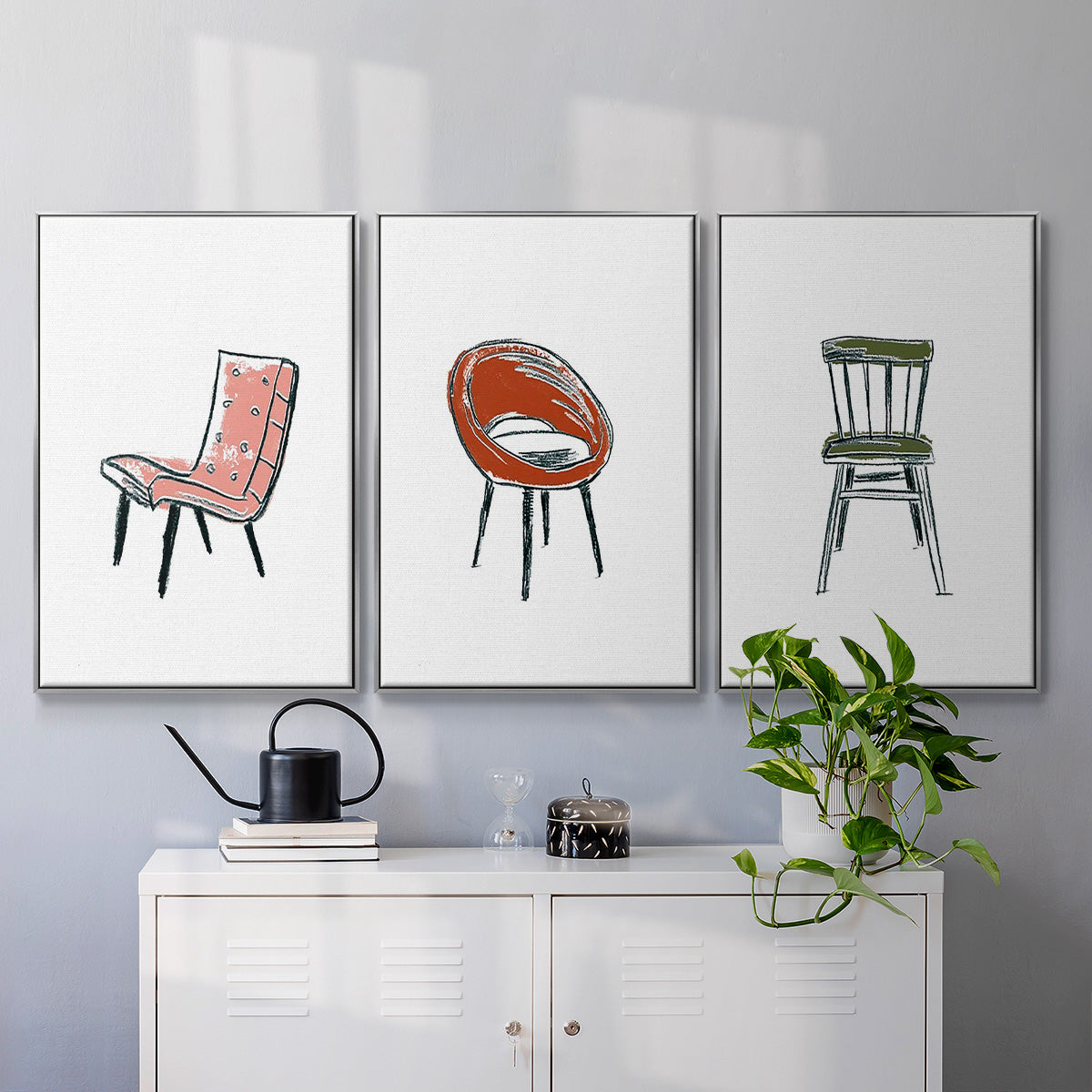 Take a Seat IV - Framed Premium Gallery Wrapped Canvas L Frame 3 Piece Set - Ready to Hang