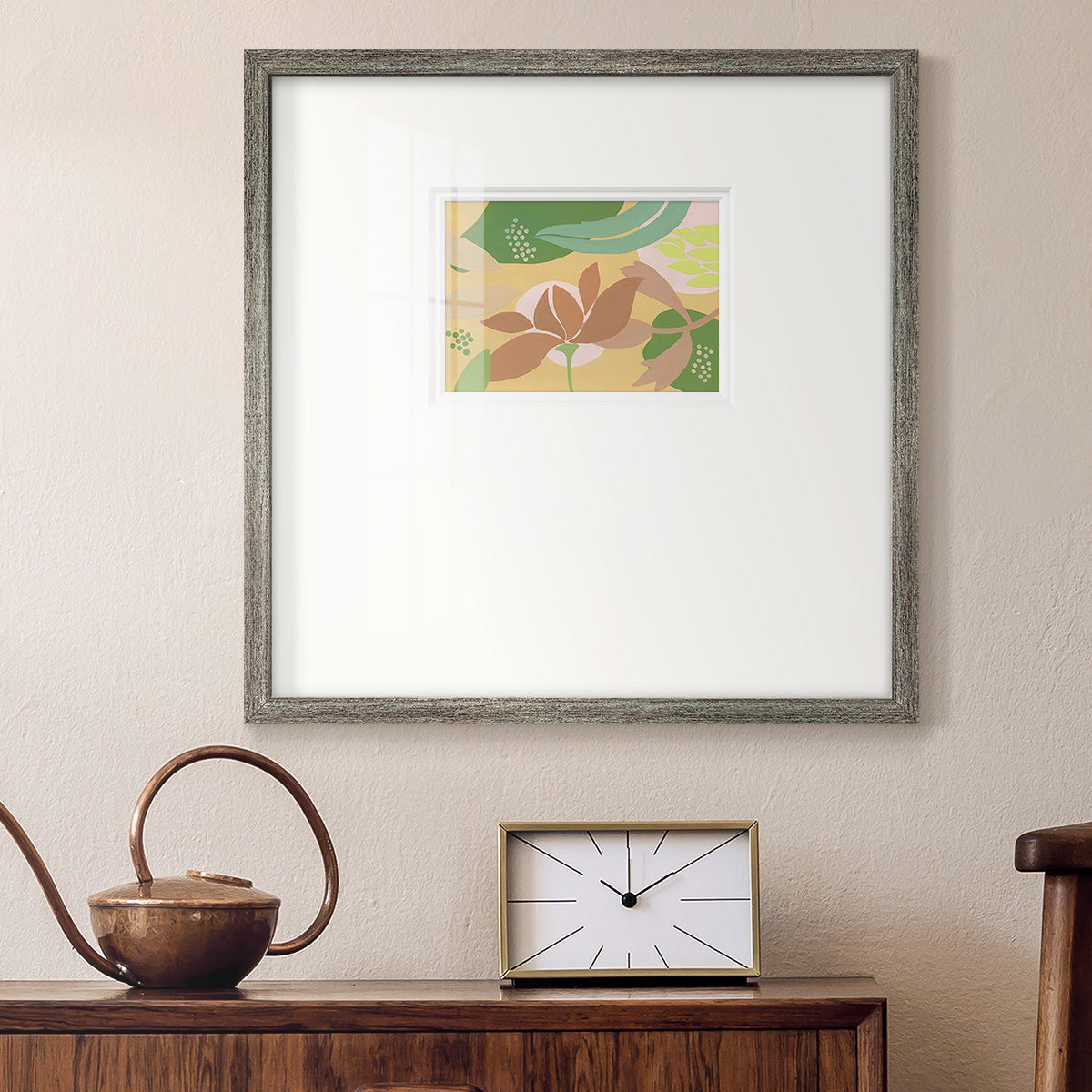 Neutral Blooms I Premium Framed Print Double Matboard