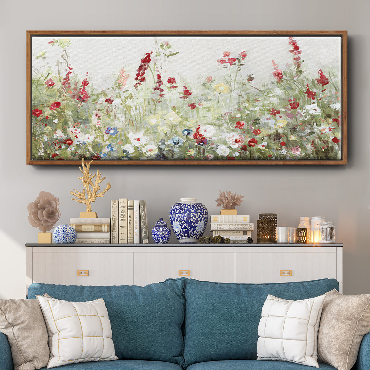 Sweet Spring Meadow - Floater Framed Canvas Print