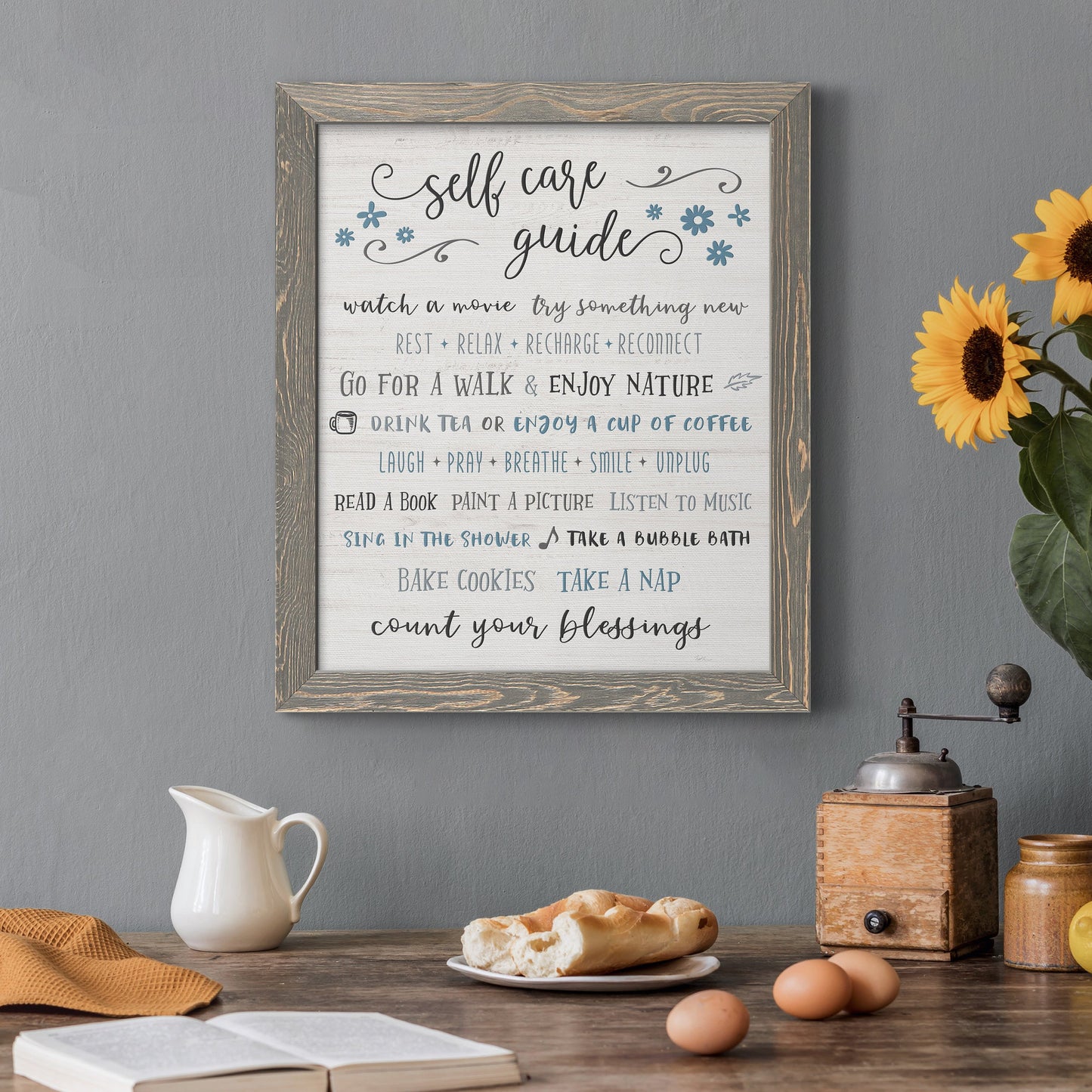 Guide to Self Care - Premium Canvas Framed in Barnwood - Ready to Hang