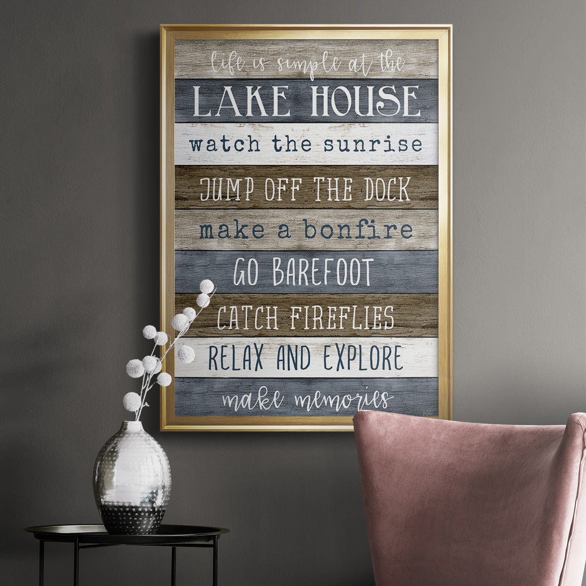 Simple Lake Rules - Modern Framed Canvas Print