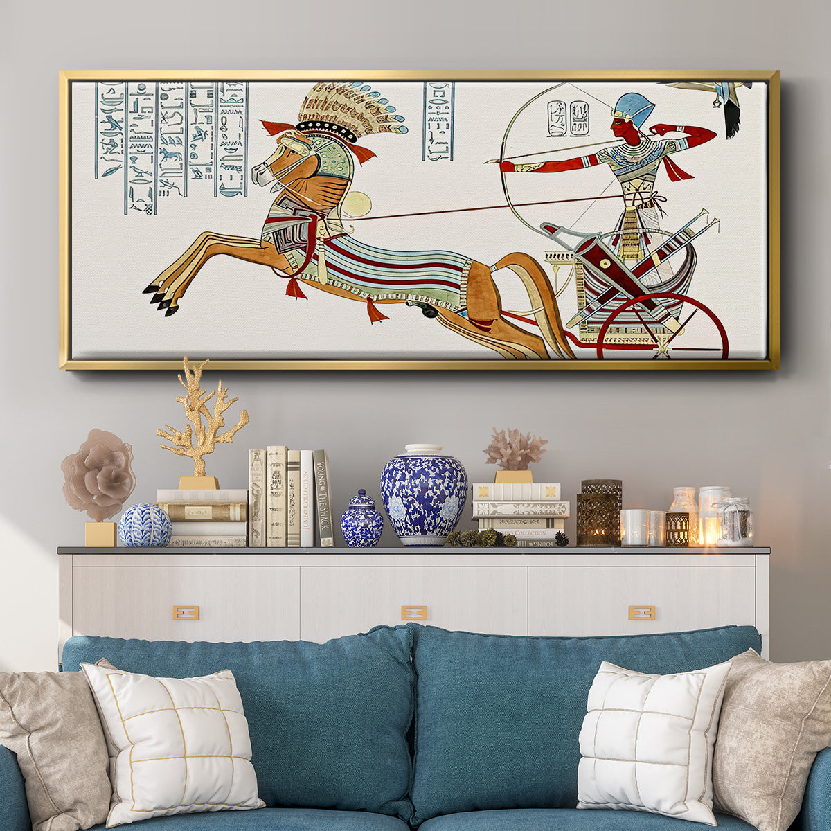 Egyptian Chariots I - Floater Framed Canvas Print