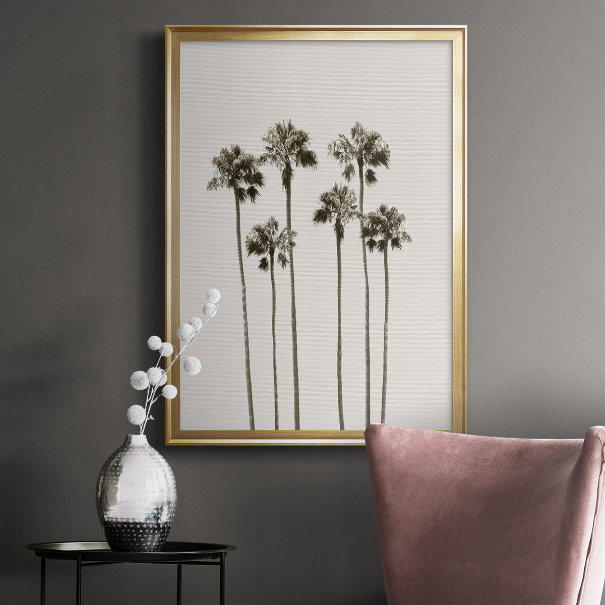 Palm Getaway - Modern Framed Canvas Print