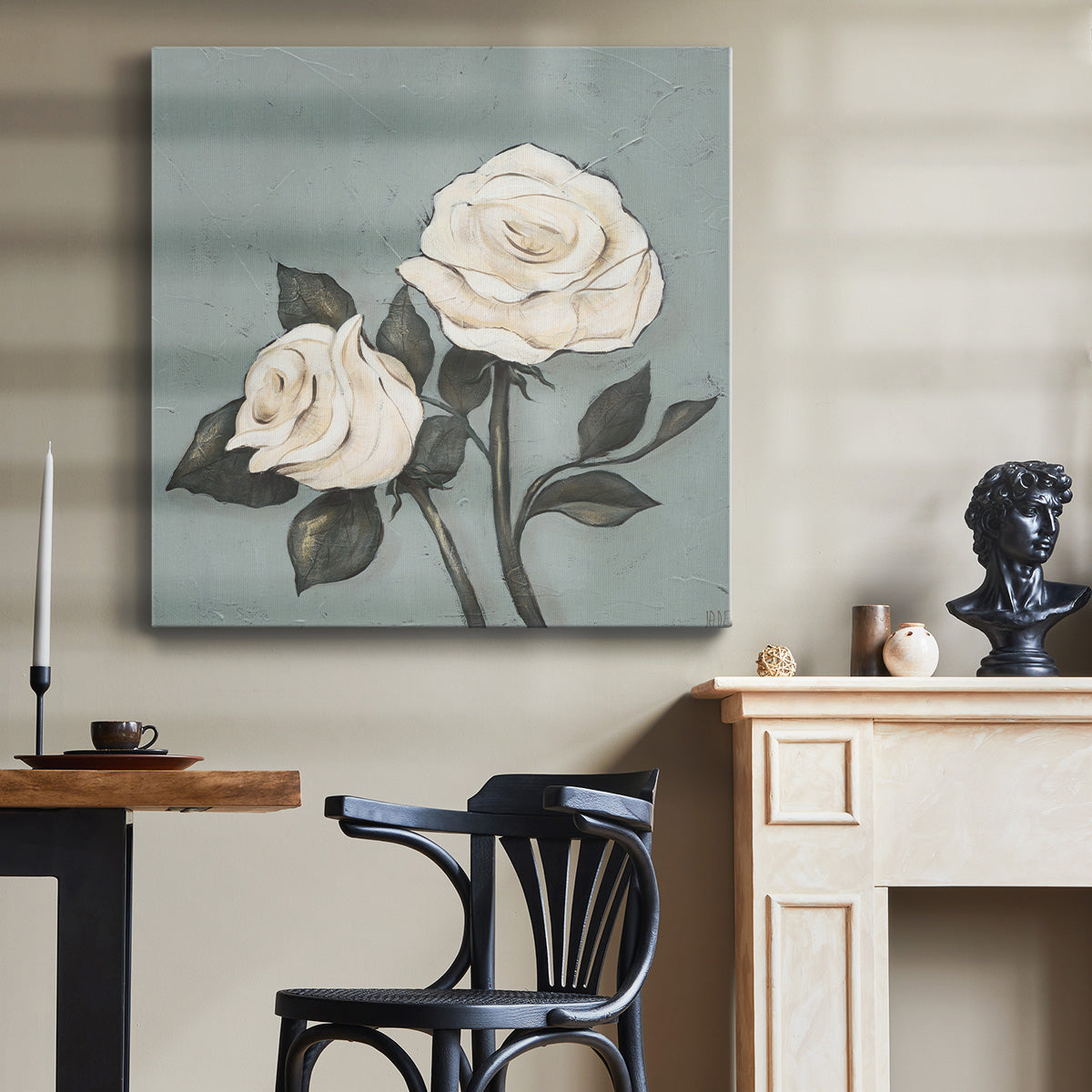 Two Tan Roses-Premium Gallery Wrapped Canvas - Ready to Hang