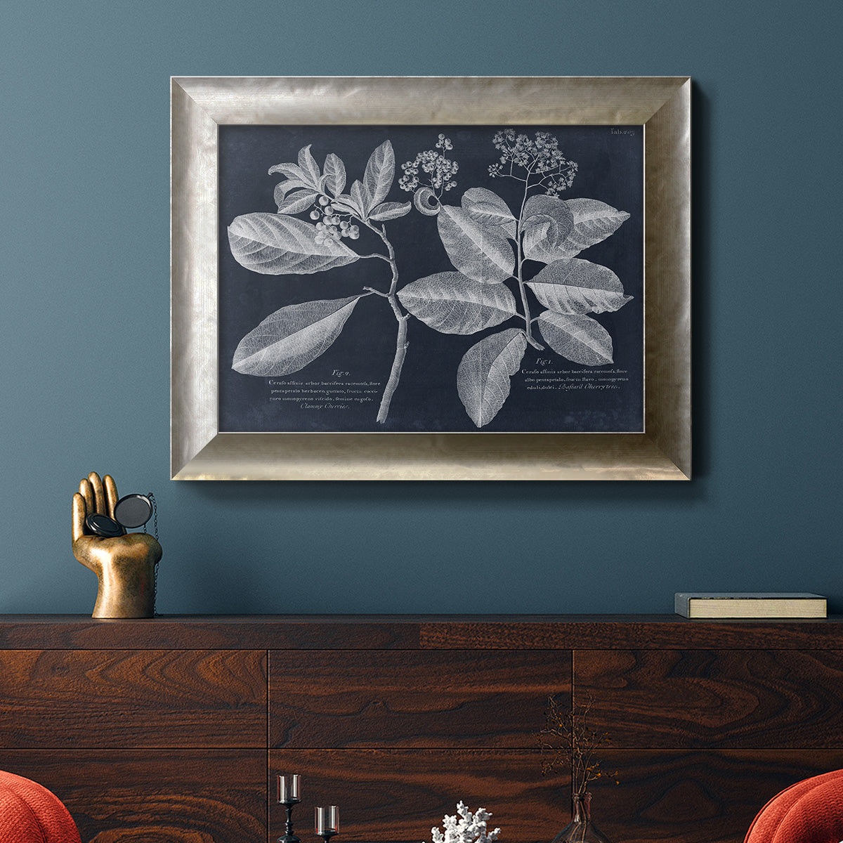 Foliage on Navy IV Premium Framed Canvas- Ready to Hang