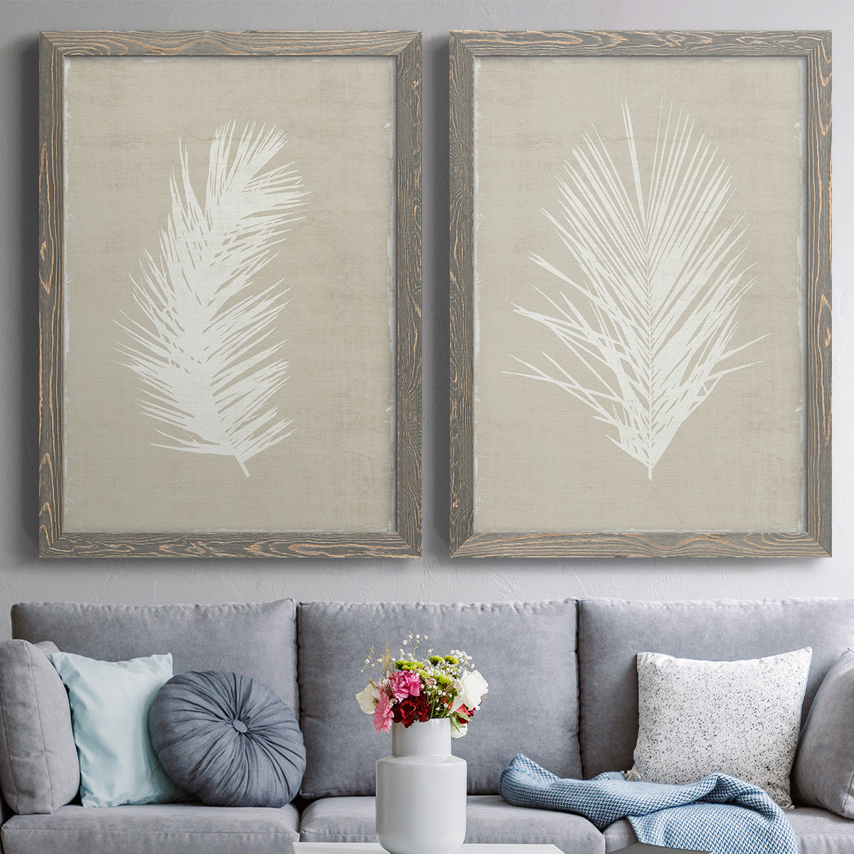 Palm Oasis I   - Premium Framed Canvas 2 Piece Set - Ready to Hang