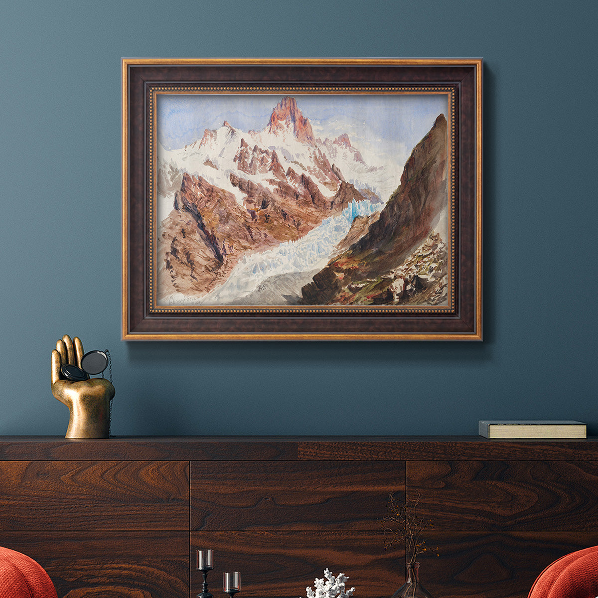 Schreckhorn, Eismeer - Ornate Framed Canvas Print