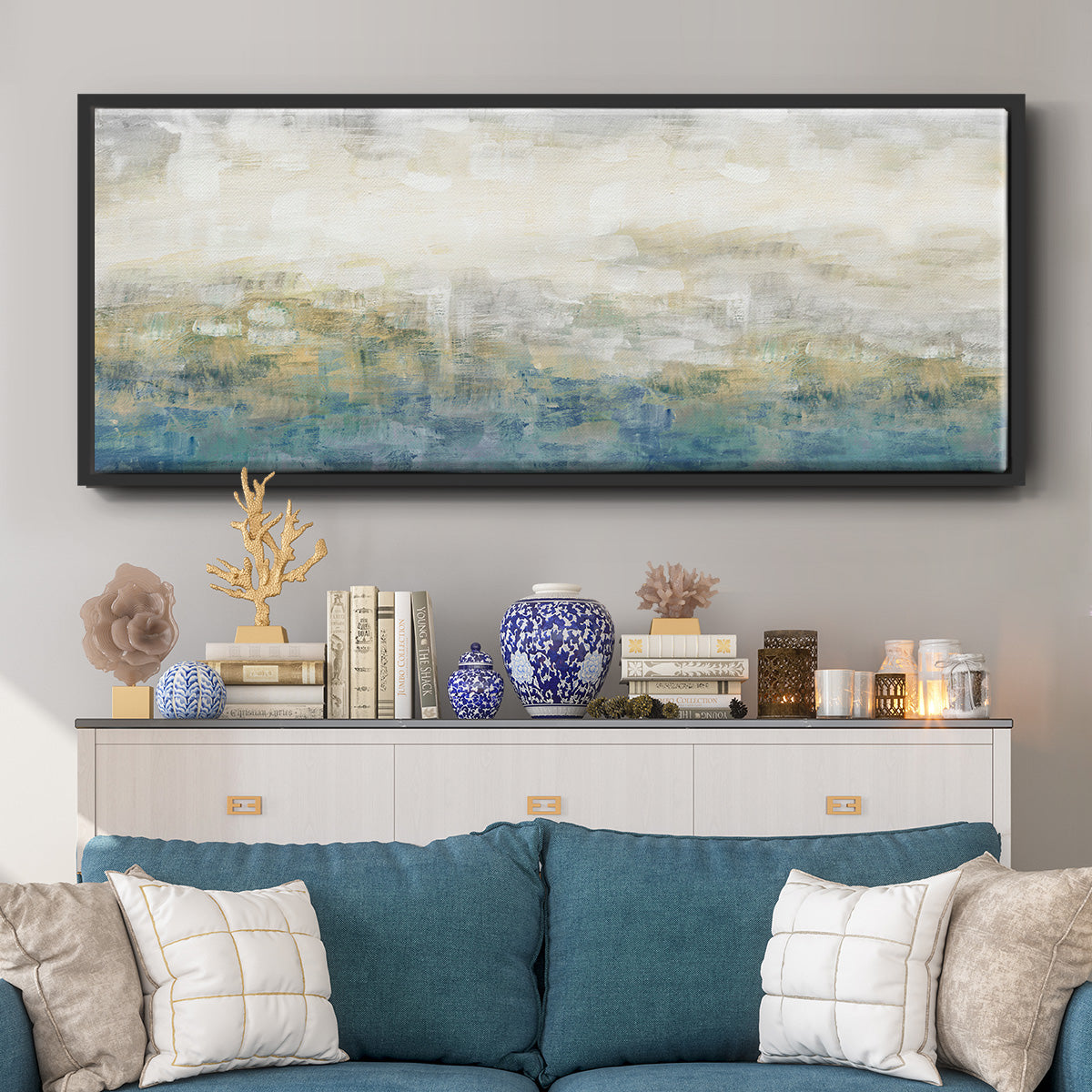 Color Block Horizon - Floater Framed Canvas Print