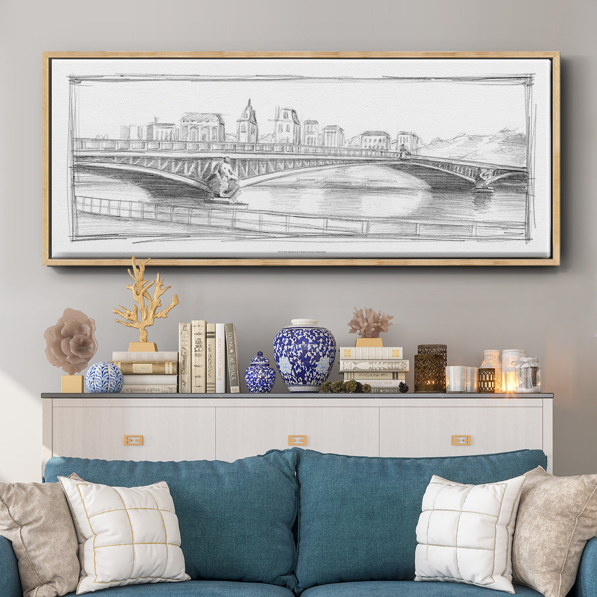 Pont Mirabeau - Floater Framed Canvas Print