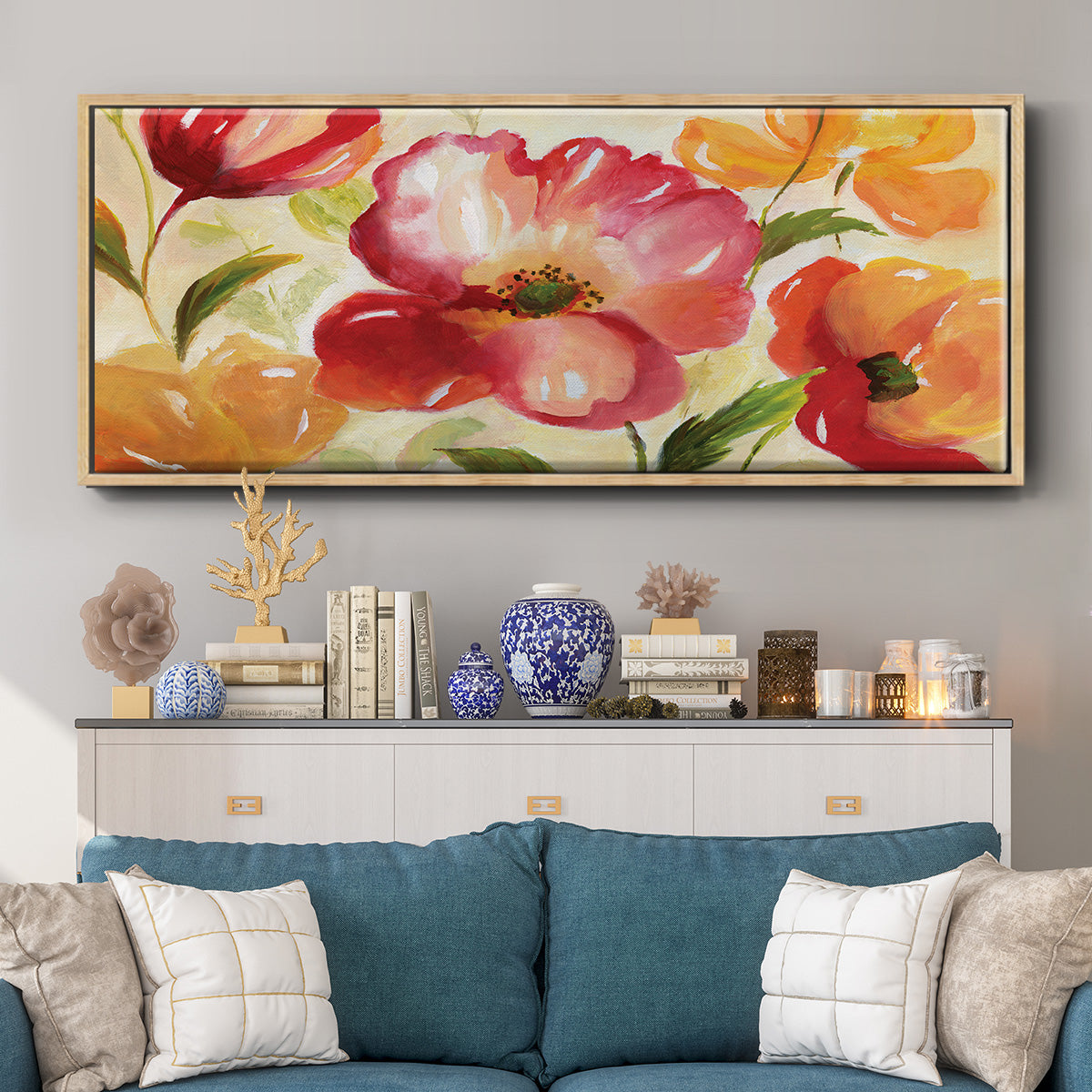 Jardin Rouge - Floater Framed Canvas Print