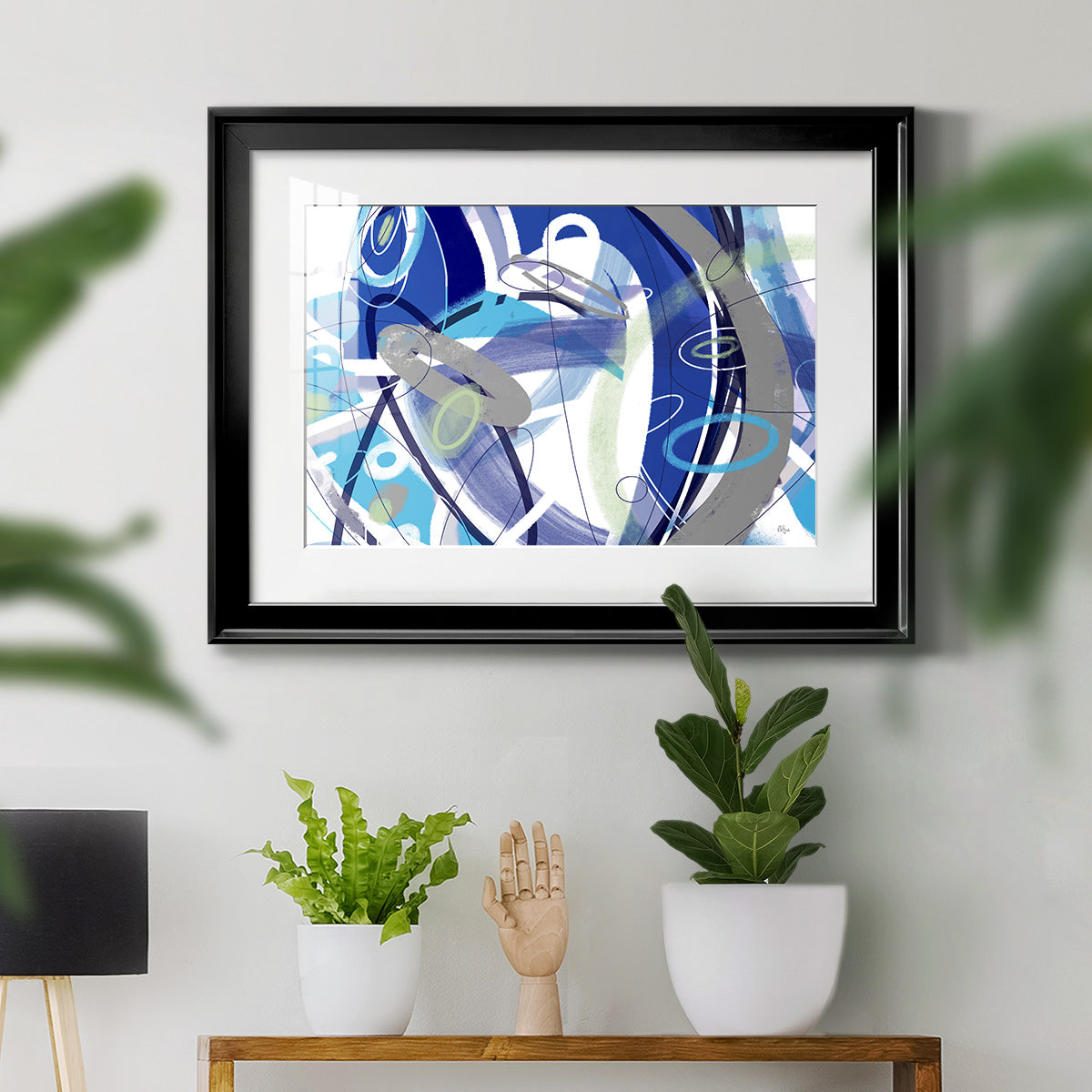 Blue Flow - Modern Framed Art Print