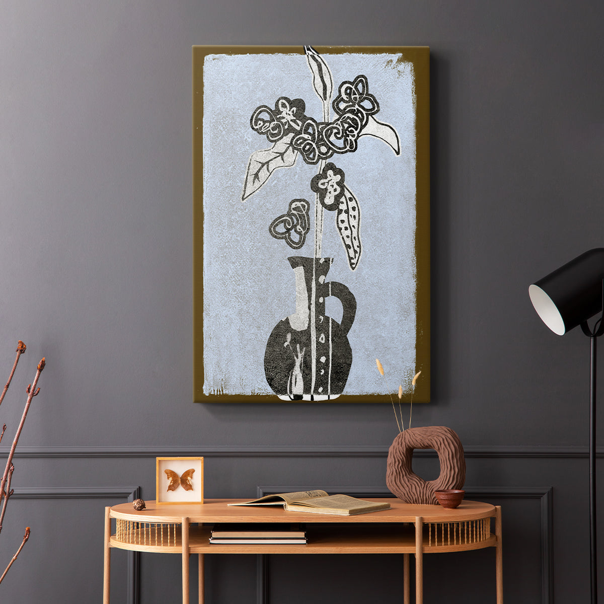 Graphic Flowers in Vase I - Canvas Art Print