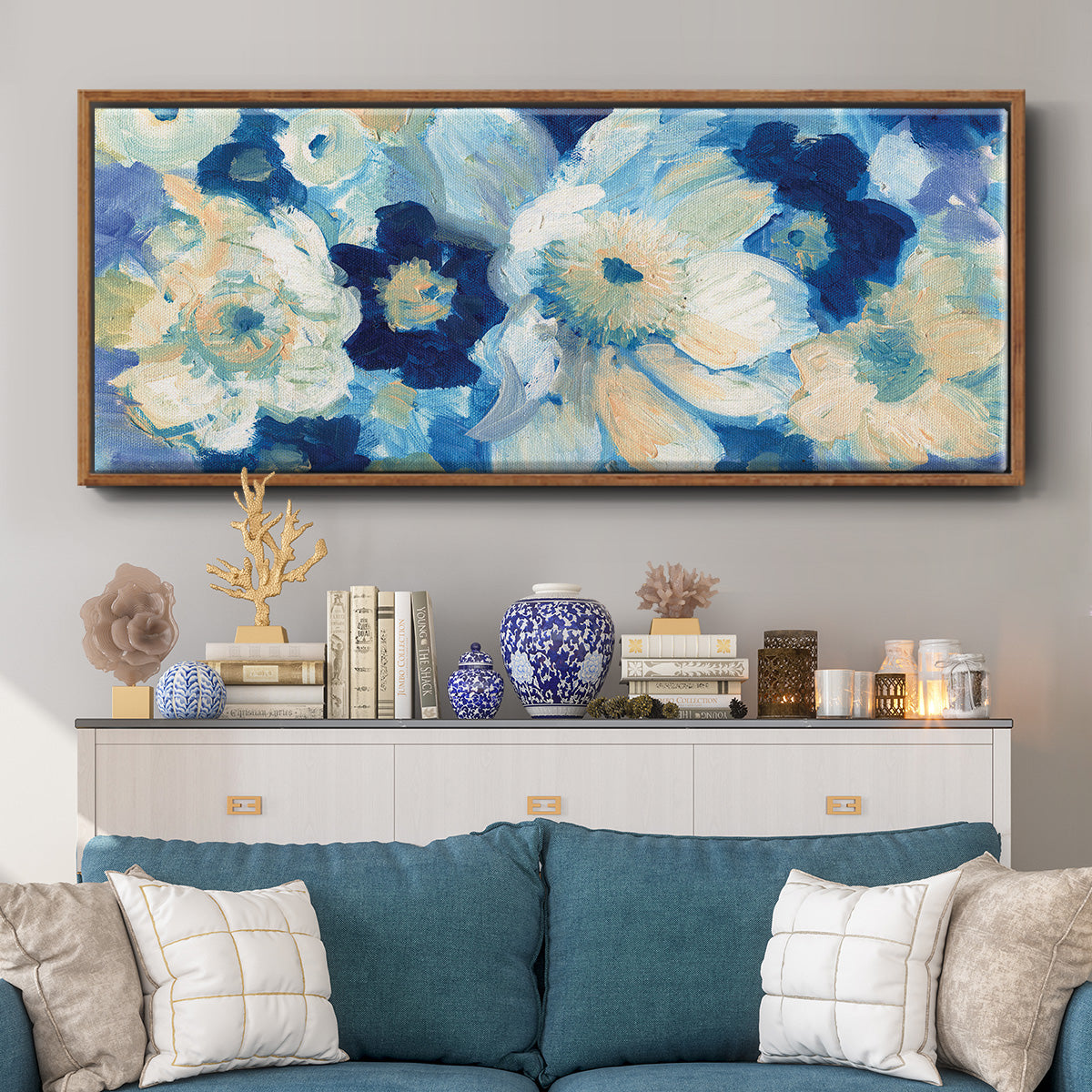 Blue Nocturne II - Floater Framed Canvas Print