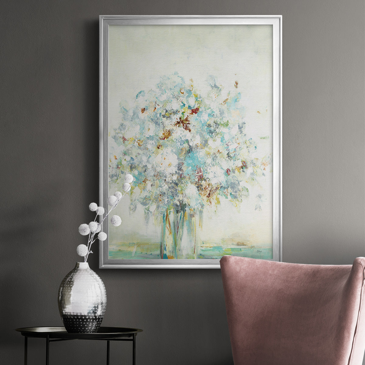 Textured Bouquet - Modern Framed Canvas Print