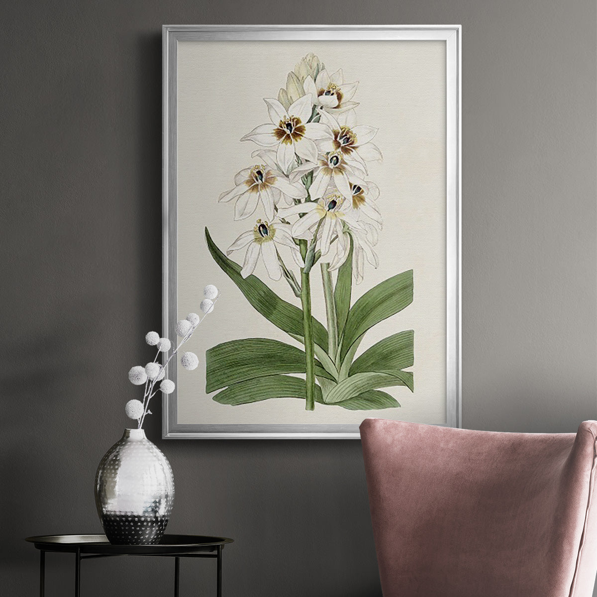 Flore Albo I - Modern Framed Canvas Print