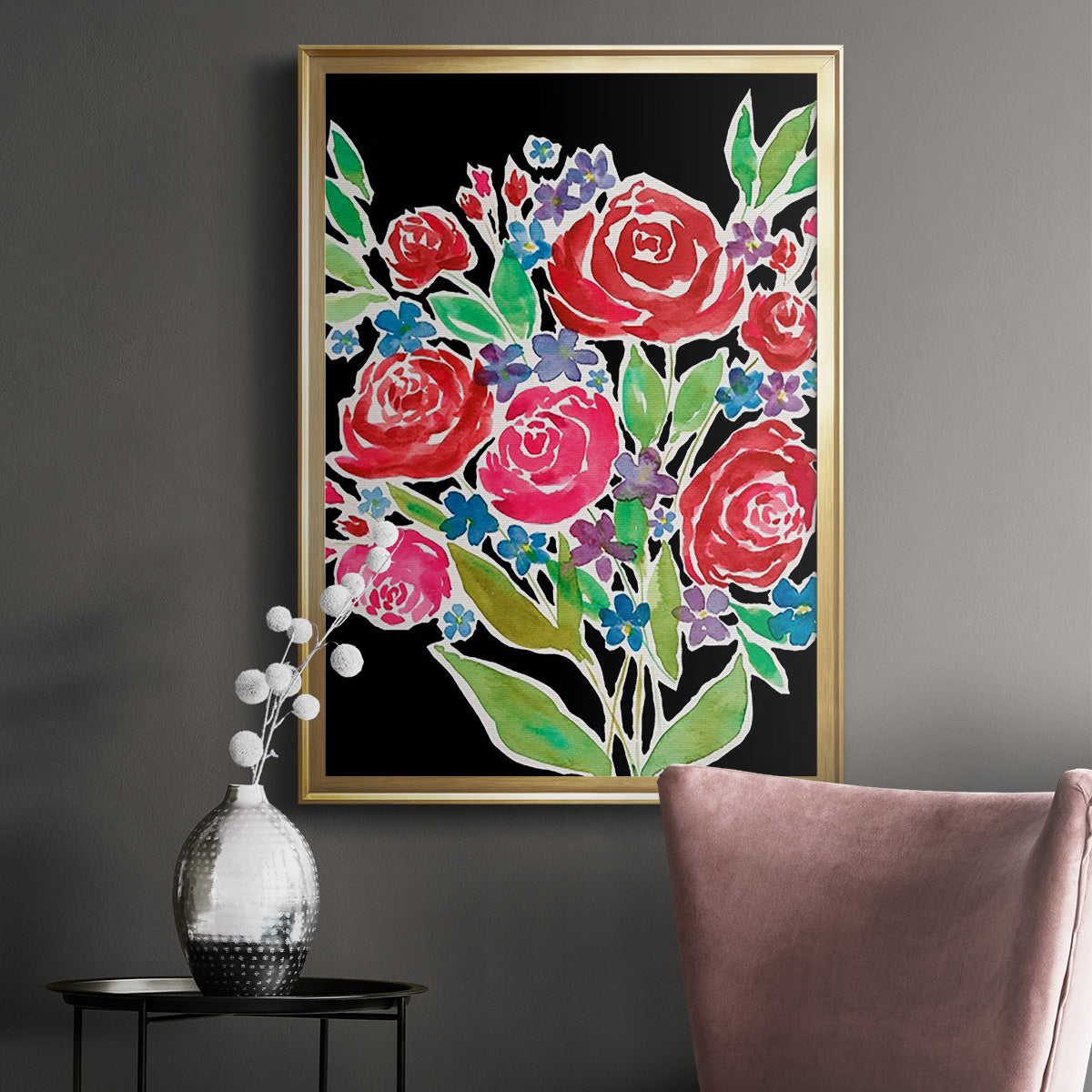 Floral Choir Bouquet - Modern Framed Canvas Print