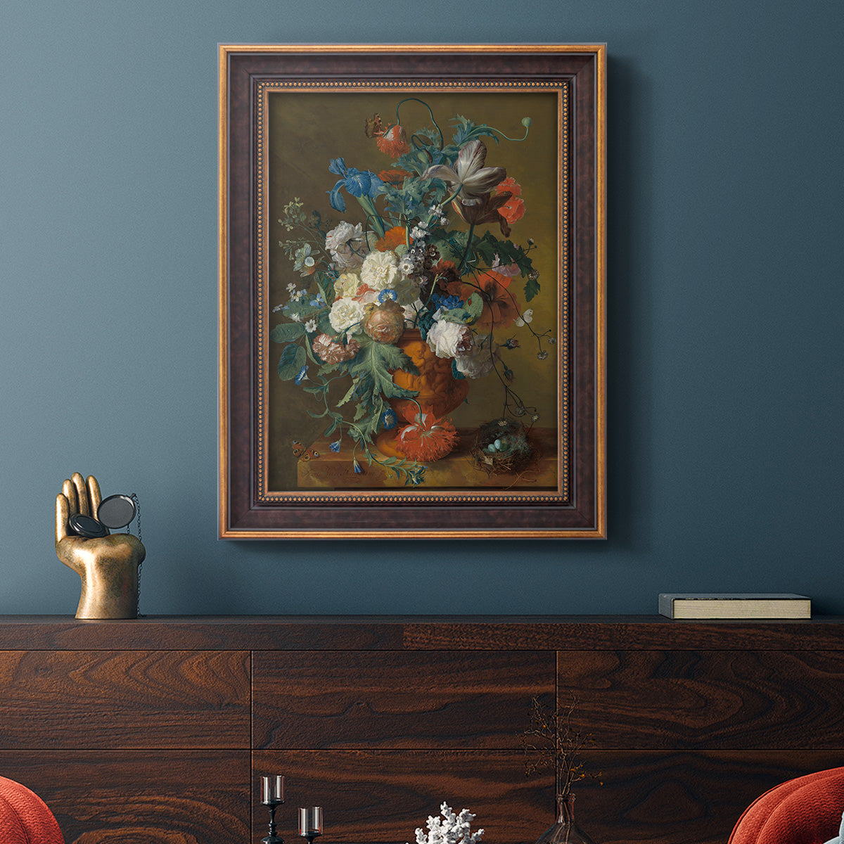 Flowers in an Urn - Ornate Framed Canvas Print
