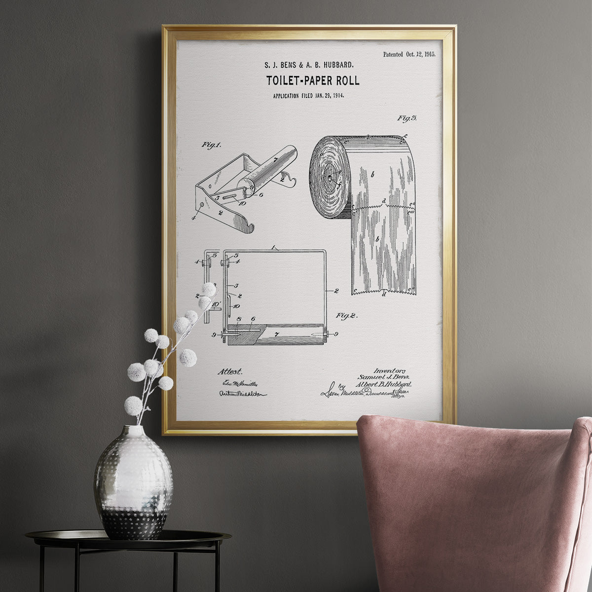 Toilet Paper Patent I - Modern Framed Canvas Print