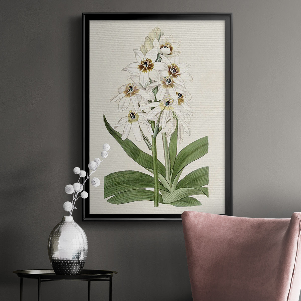 Flore Albo I - Modern Framed Canvas Print