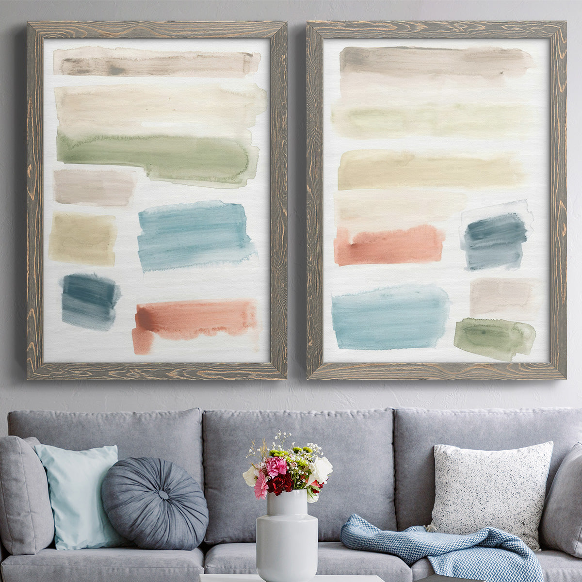 Watercolor Swatches I - Premium Framed Canvas 2 Piece Set - Ready to Hang