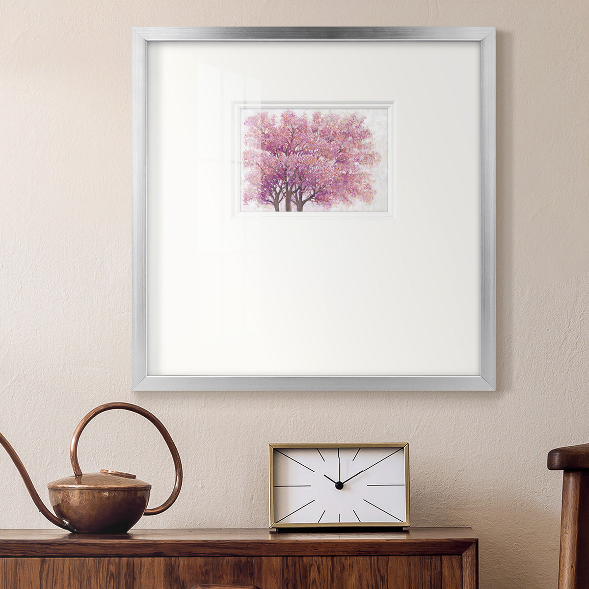 Pink Cherry Blossom Tree I Premium Framed Print Double Matboard