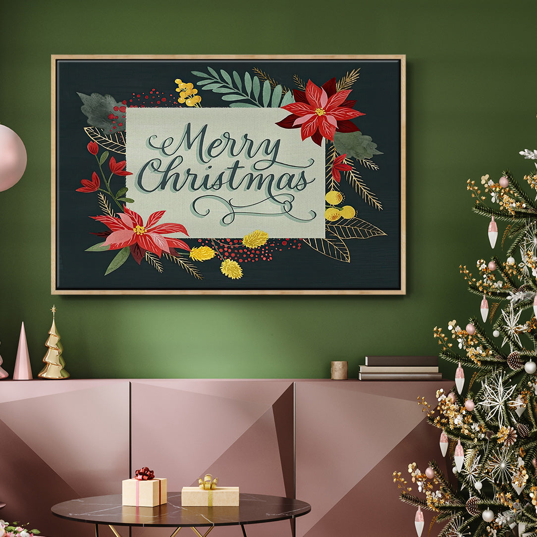 Bright Christmas Night Collection A - Framed Gallery Wrapped Canvas in Floating Frame