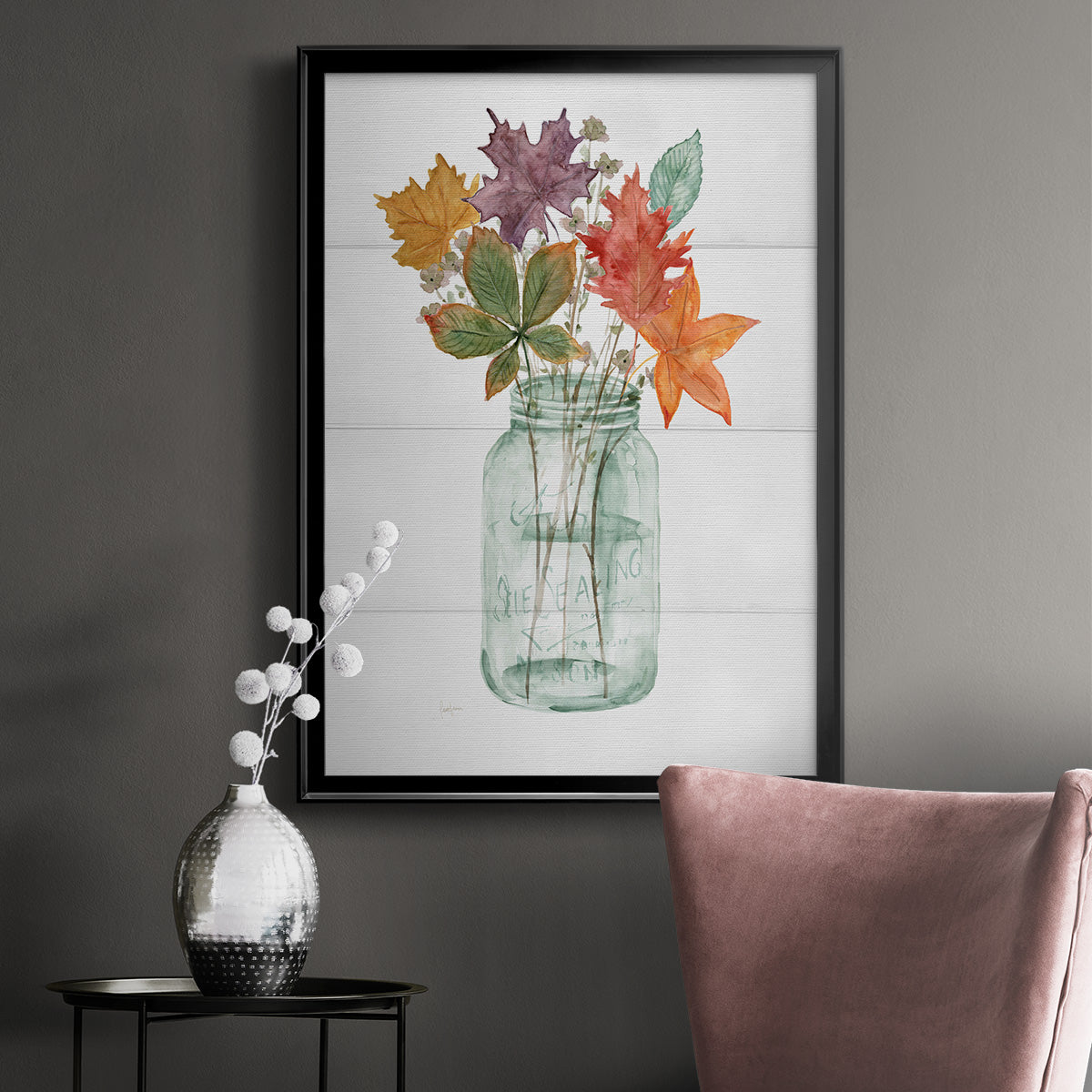 Harvest Home Leaves I - Modern Framed Canvas Print