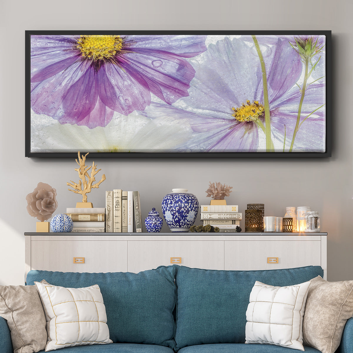 Frozen Floral II - Floater Framed Canvas Print