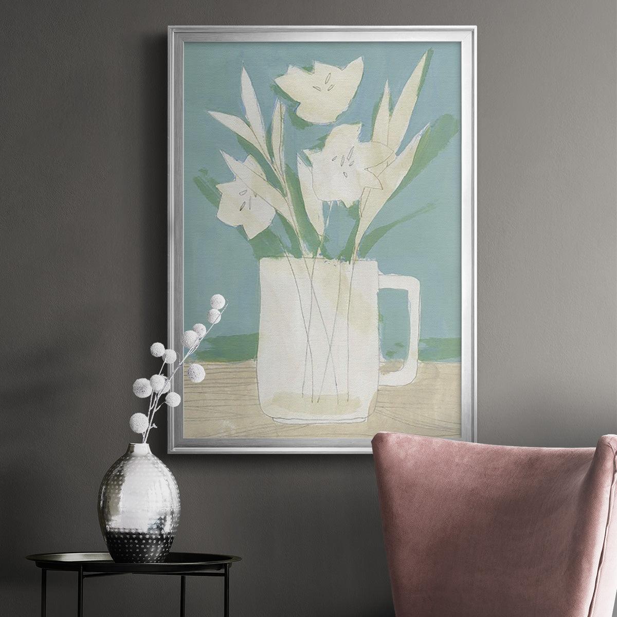 Muted Spring Arrangement III - Modern Framed Canvas Print