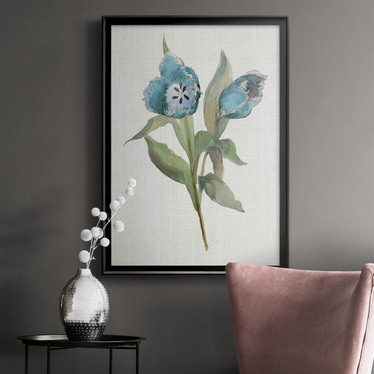 Blue Tulip Picks I - Modern Framed Canvas Print