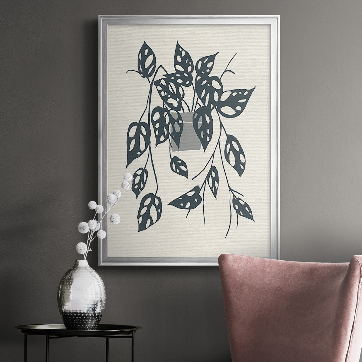 Growing Leaves V - Modern Framed Canvas Print