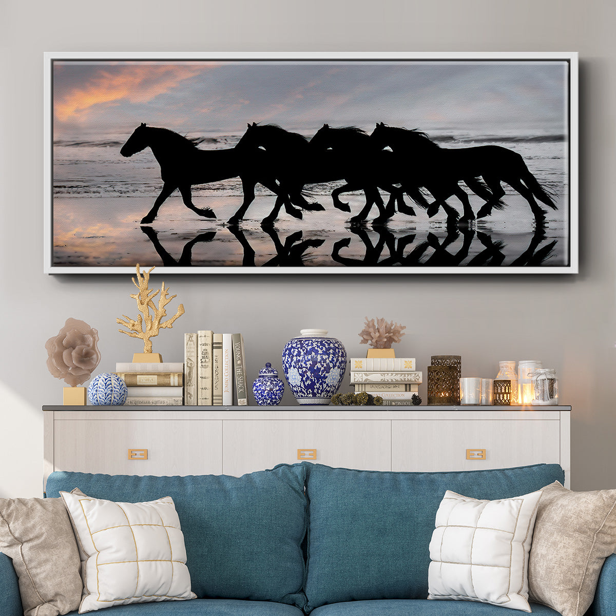 Beach Gallop - Floater Framed Canvas Print